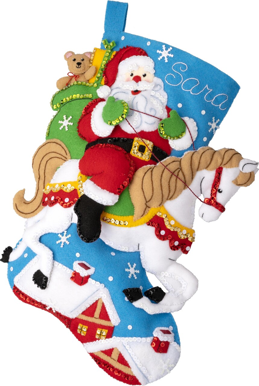 Bucilla Felt Stocking Applique Kit 18" Long-Holiday Horse Ride
